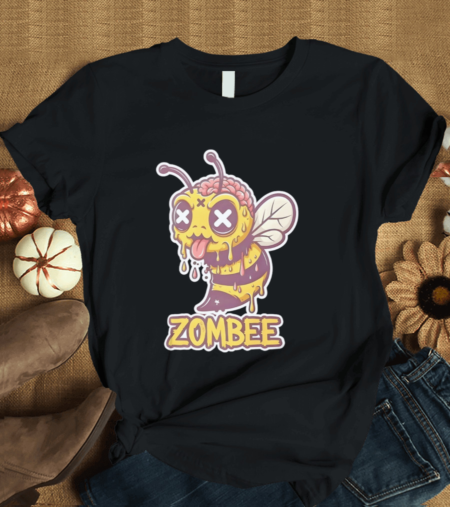 Zombee Dripping Brain Honey Zombie Insect Pun T-Shirt