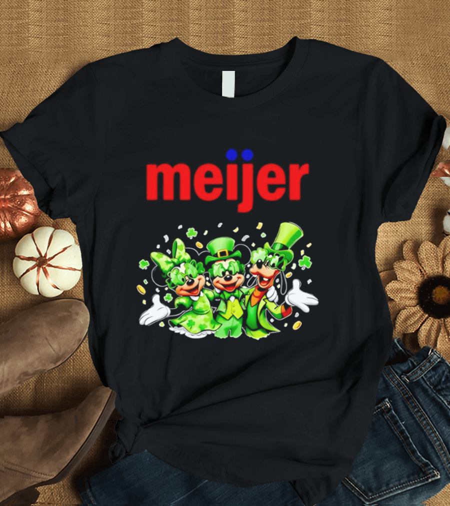 Meijer St Patrick's Day Mickey Mouse Characters In Green Attire T-Shirt