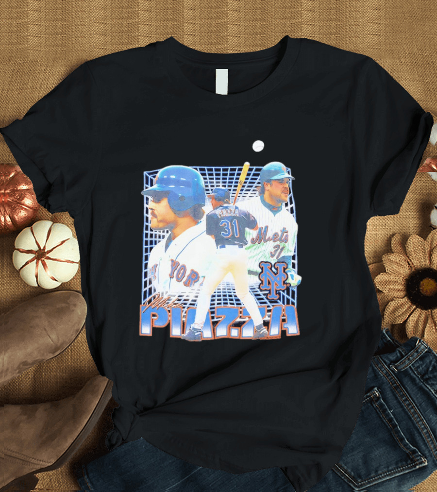 Mike Piazza New York Mets Black Legendary Piazza 31 Mets 31 T-Shirt