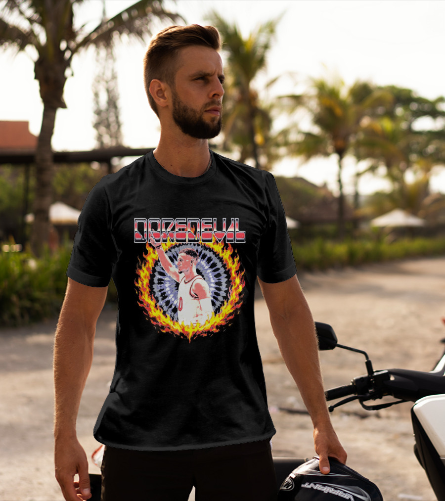 Daredevil Basketball Player In Fire Ring T-Shirt