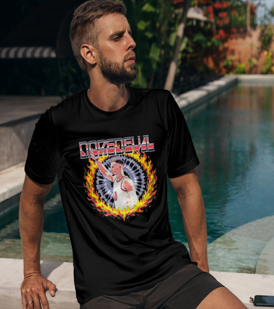 Daredevil Basketball Player In Fire Ring T-Shirt