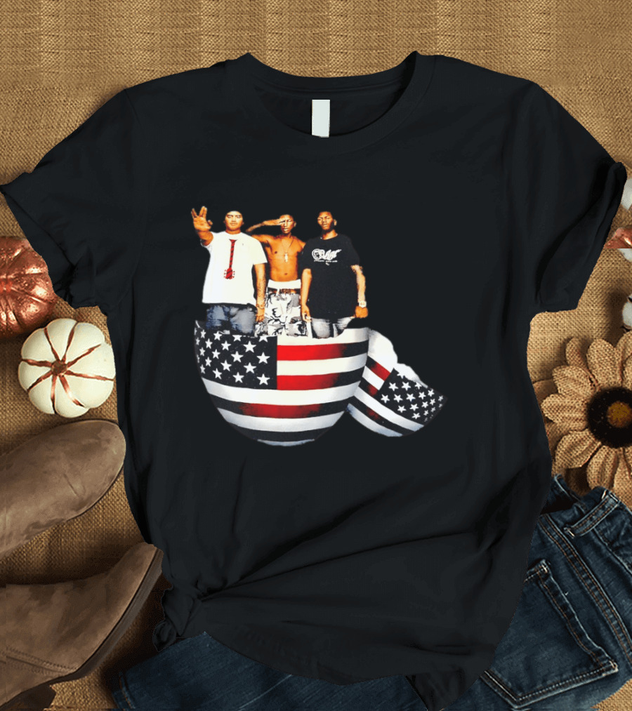 Pharrell Williams Chad Hugo Shae Haley USA Flag Egg Superimposed Image T-Shirt