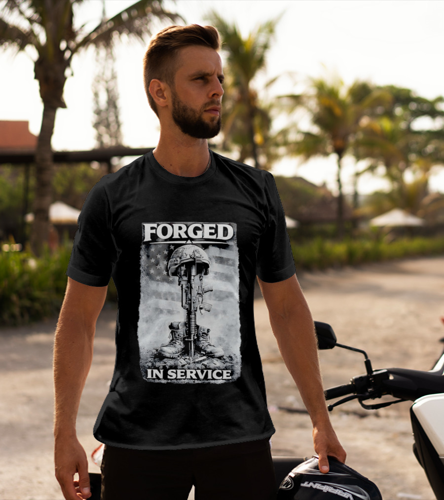 Forged In Service USA American Flag Military T-Shirt