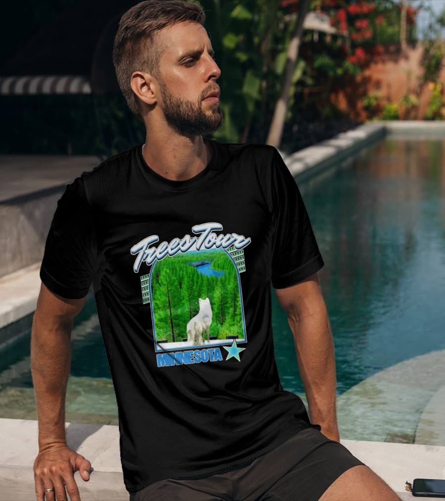 Frees Tour Minnesota Timberwolves Forest Wolf Lake Scenery T-Shirt