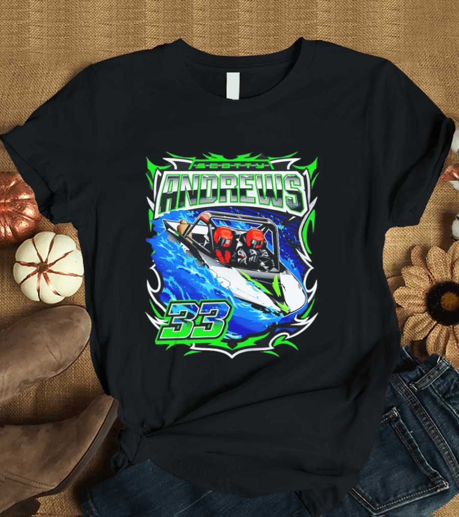 Scotty Andrews 33 Racing Driver Hydroplane Speedboat Adventure T-Shirt