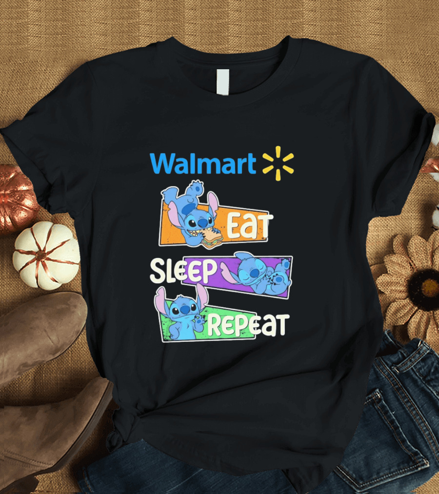 Walmart Stitch Eat Sleep Repeat T-Shirt