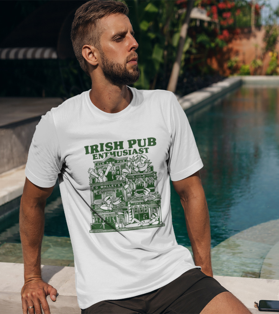 Irish Pub Enthusiast Traditional Architecture Menswear T-Shirt