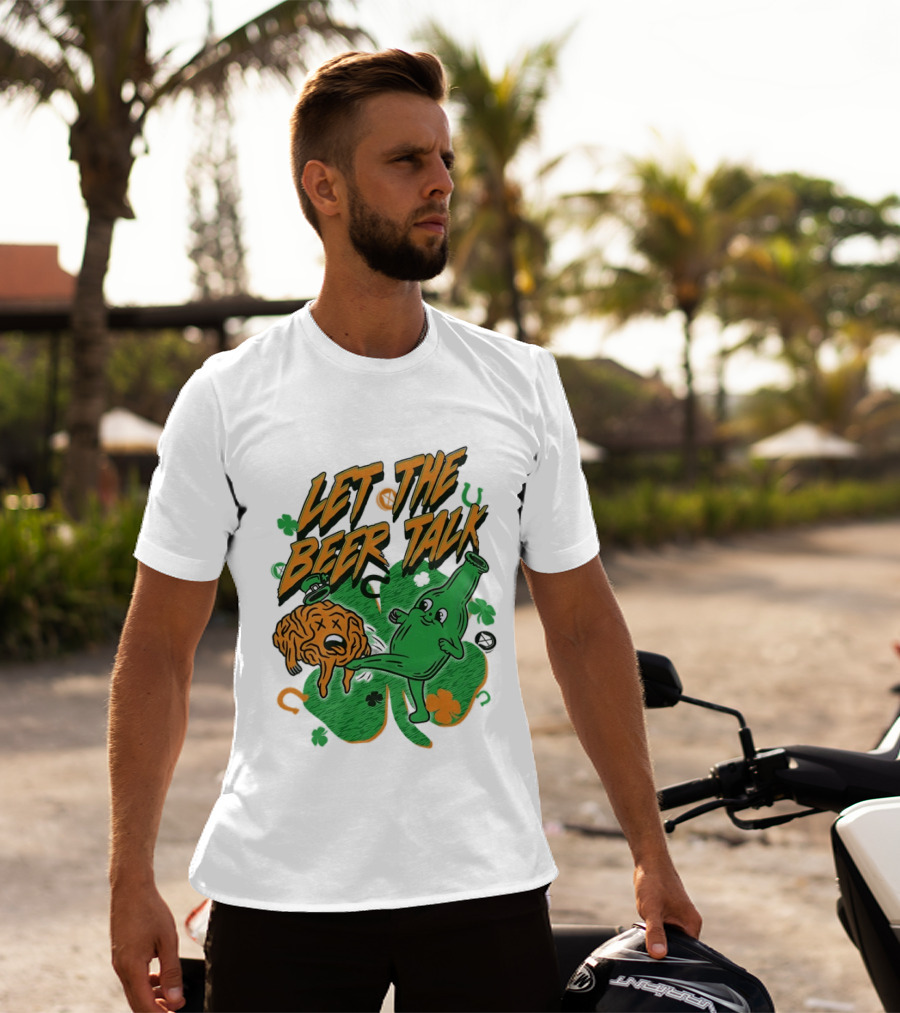 Let The Beer Talk St. Patrick's Day Brain Shamrock Bottle T-Shirt