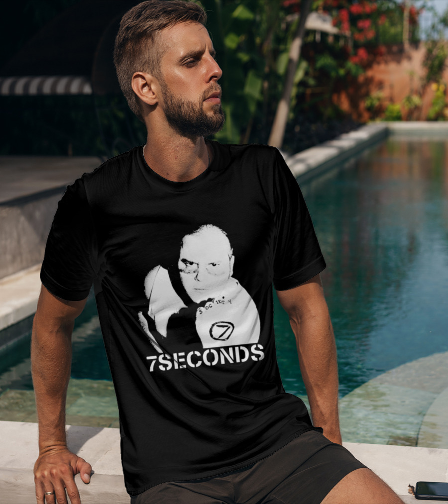 7 Seconds Society SBG White Text Fighter Pose T-Shirt