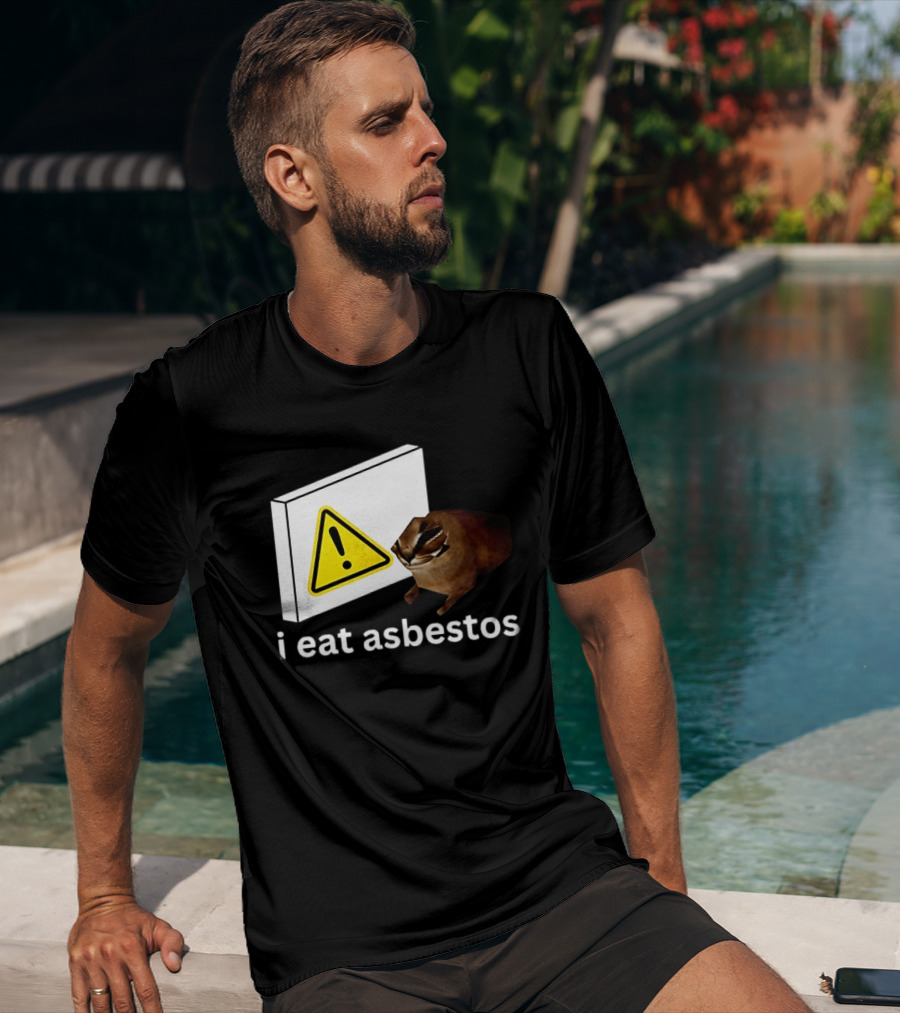 I Eat Asbestos Warning Sign Cat T-Shirt