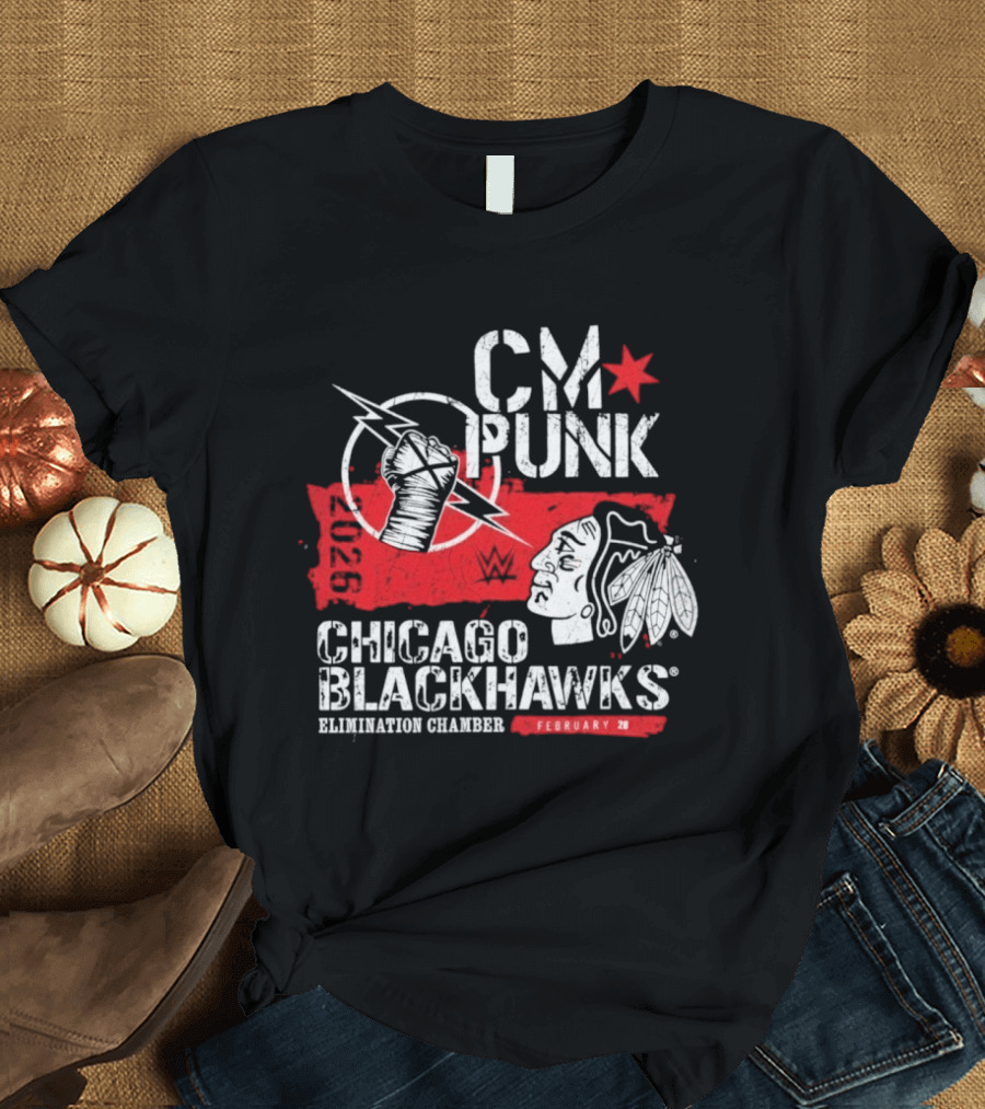 CM Punk Chicago Blackhawks Elimination Chamber February 28 T-Shirt