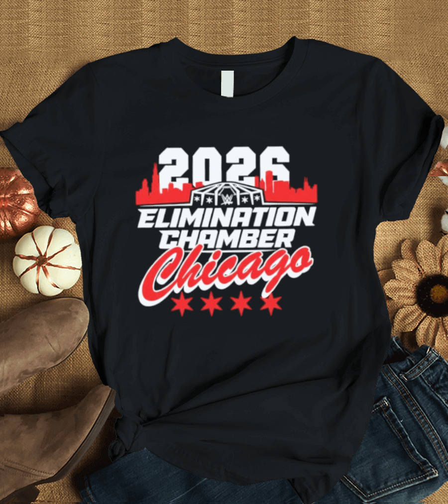 2026 Elimination Chamber Chicago Event Skyline Four Stars T-Shirt