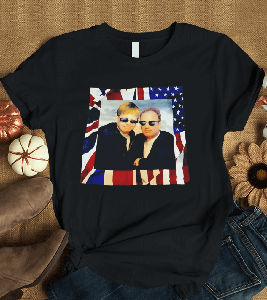 Elton John Billy Joel 1994 Tour American Flag T-Shirt