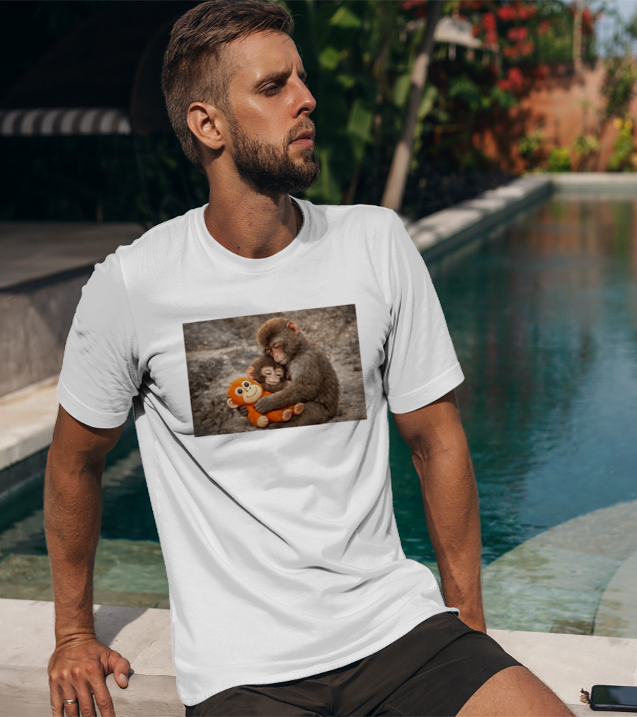 Baby Monkey Hugging Toy And Friend T-Shirt