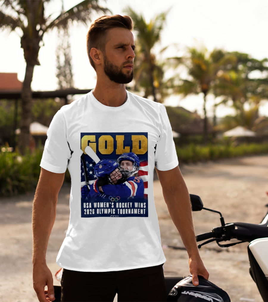 Gold USA Women's Hockey Victory 2026 Olympic Champions T-Shirt