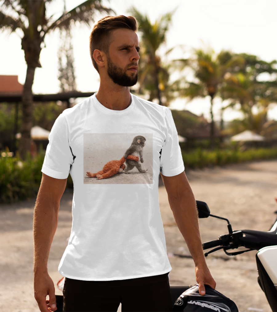 Punch The Monkey Carrying Stuffed Toy Monkey T-Shirt