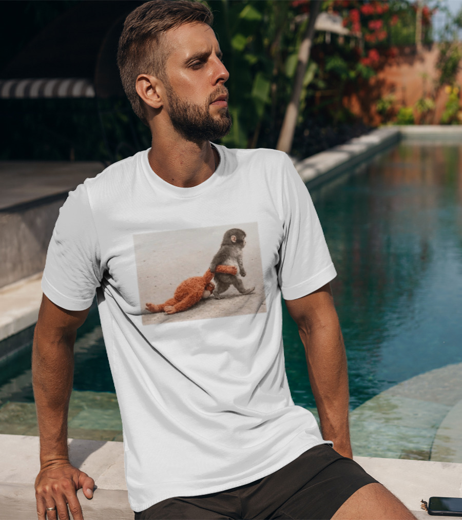 Punch The Monkey Carrying Stuffed Toy Monkey T-Shirt