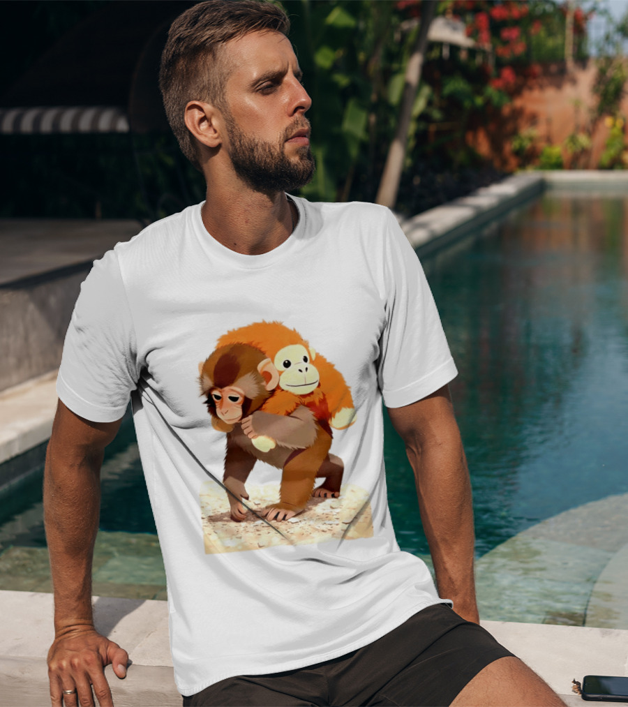 Save Punch Baby Monkey Plush Lonely Monkey Holding Toy T-Shirt