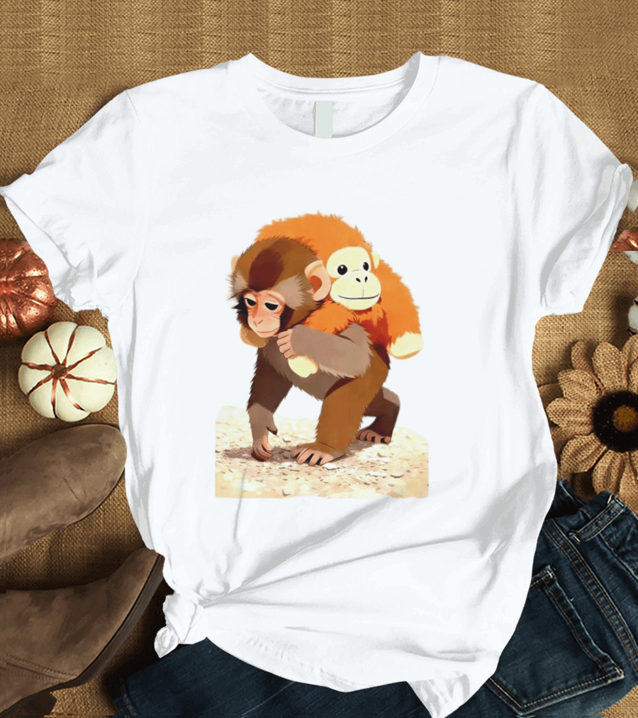 Save Punch Baby Monkey Plush Lonely Monkey Holding Toy T-Shirt