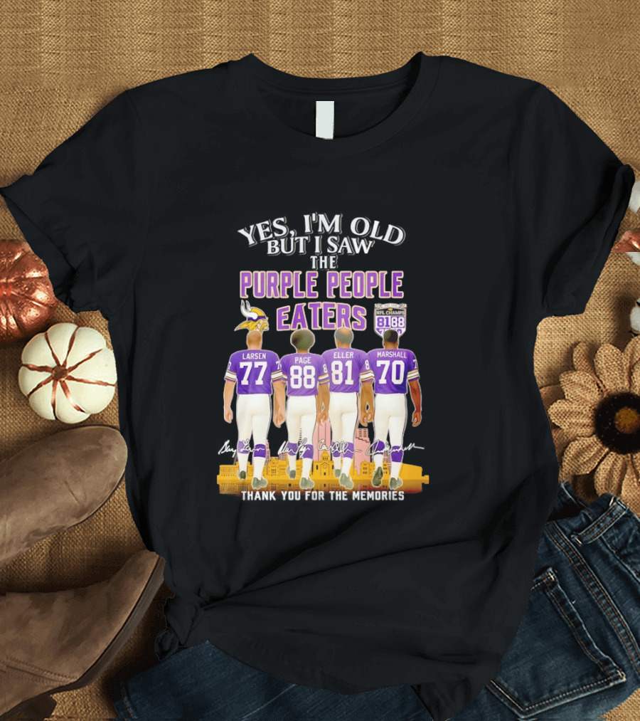 Minnesota Vikings Purple People Eaters NFL Champs City Skyline Marshall Eller Page Larsen T-Shirt