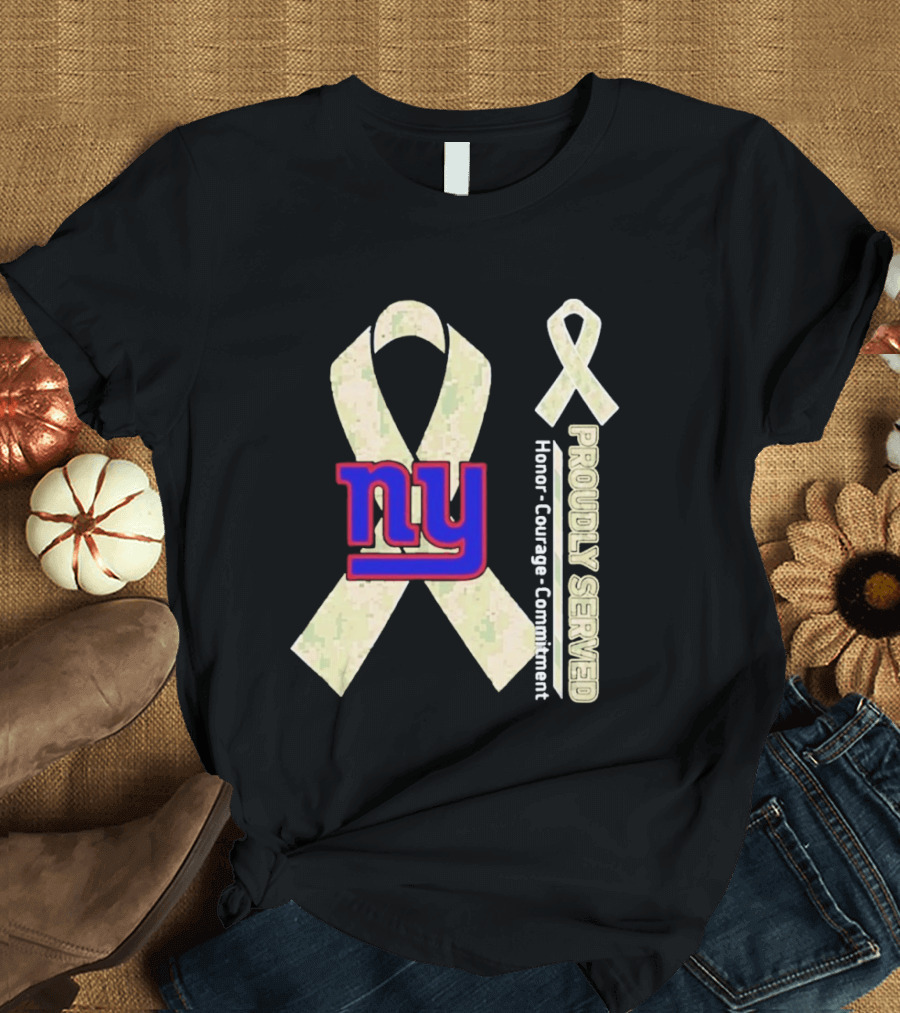 New York Giants NY Ribbon Honor Courage Commitment Proudly Served T-Shirt