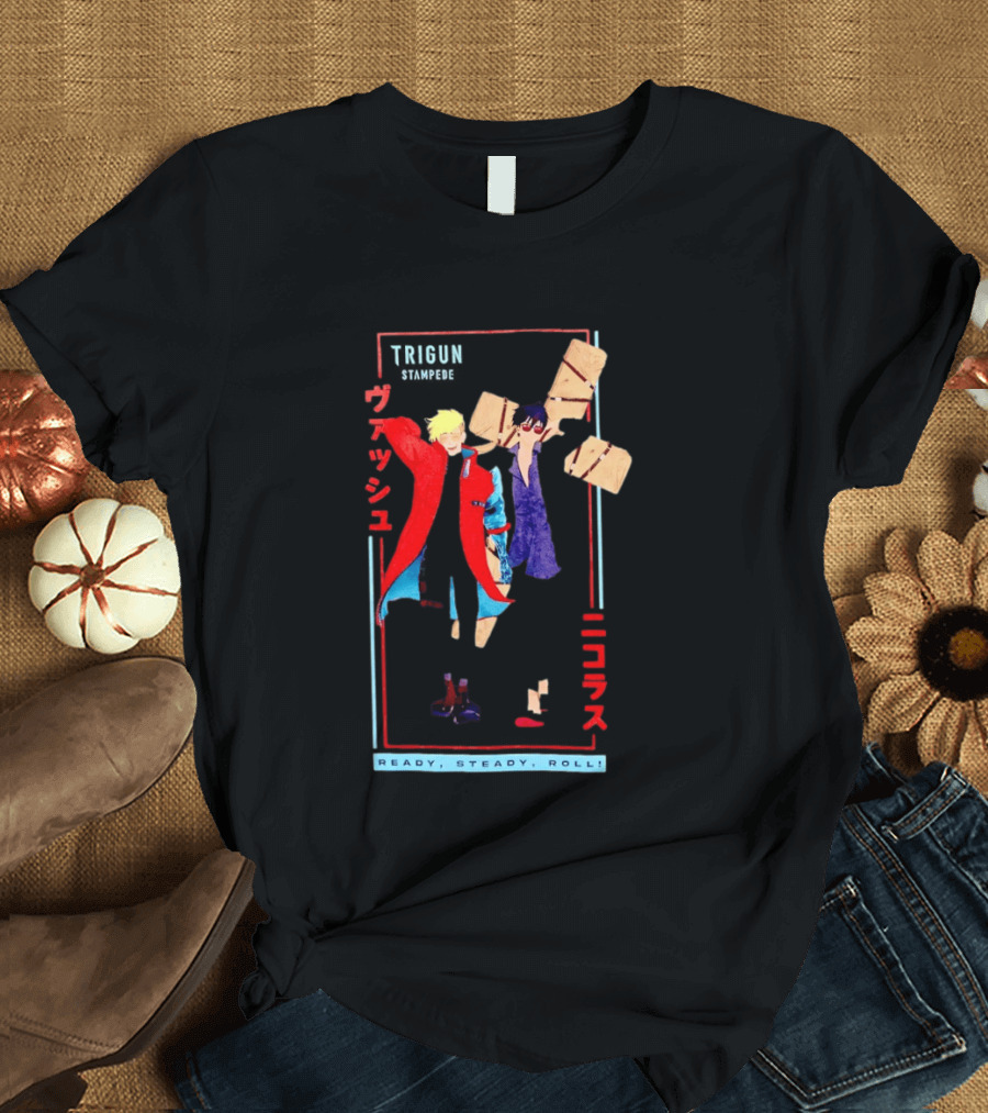 Trigun Stampede Vash And Nicholas Ready Steady Roll T-Shirt