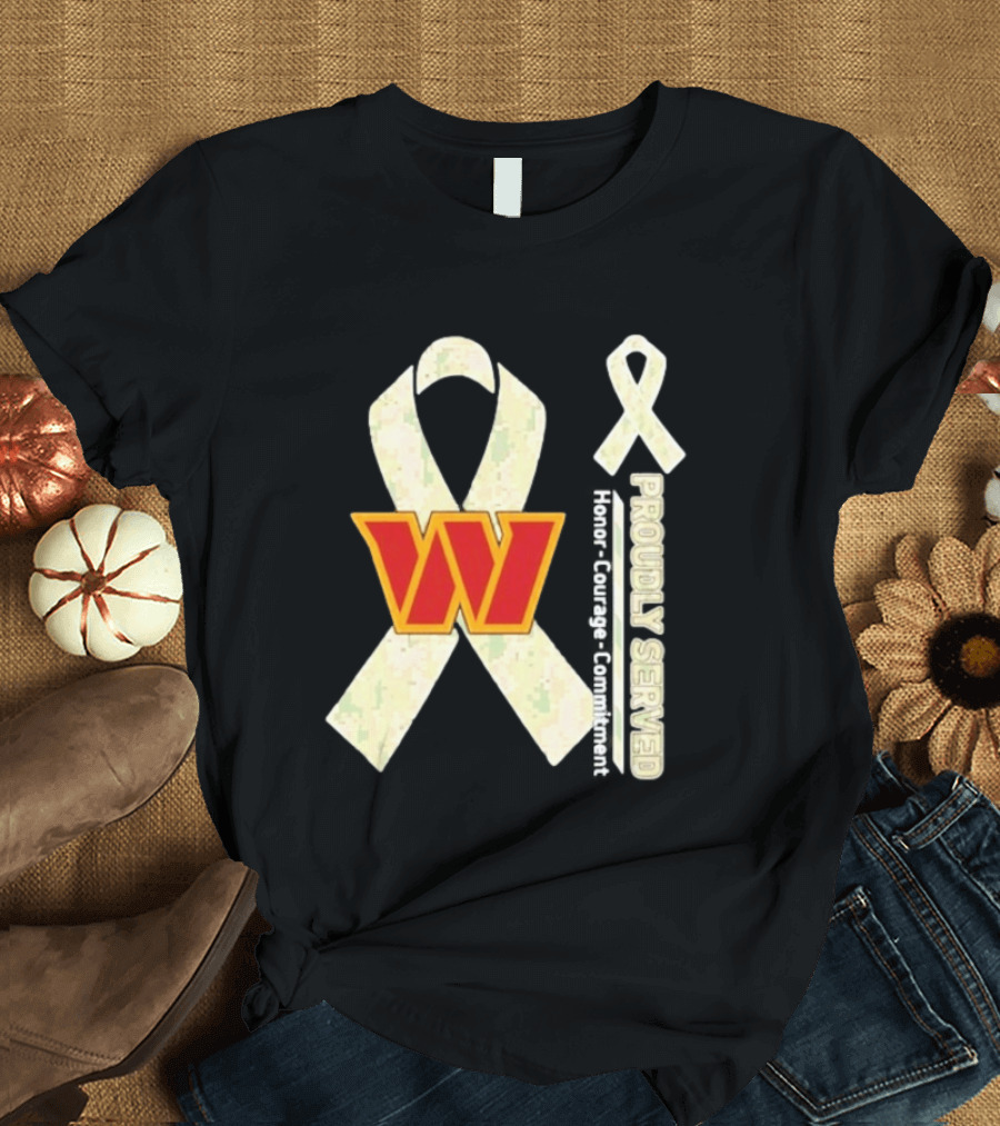 Washington Commanders Breast Cancer Awareness Proudly Served Honor Courage Commitment T-Shirt