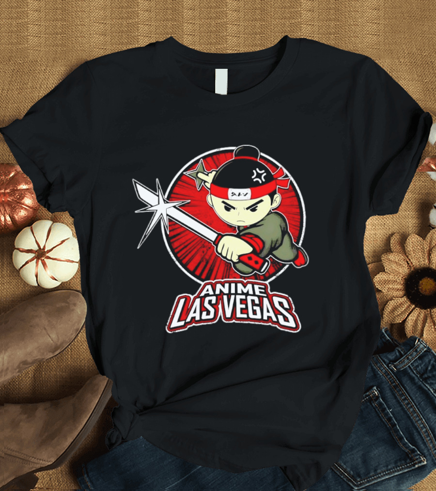Anime Las Vegas Ninja Warrior With Sword And Headband T-Shirt