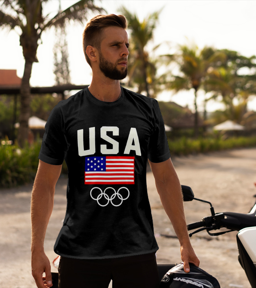 USA Flag Olympic Rings Team USA 2026 Gold T-Shirt