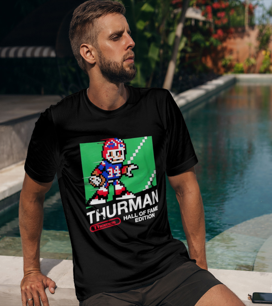 Thurman 34 Hall Of Fame Edition Buffalo Bills Pixel Art Retro Football T-Shirt