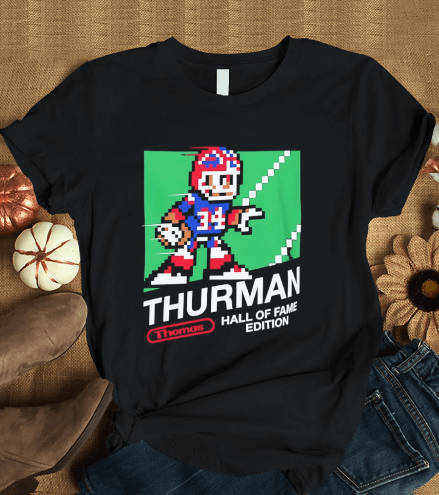 Thurman 34 Hall Of Fame Edition Buffalo Bills Pixel Art Retro Football T-Shirt