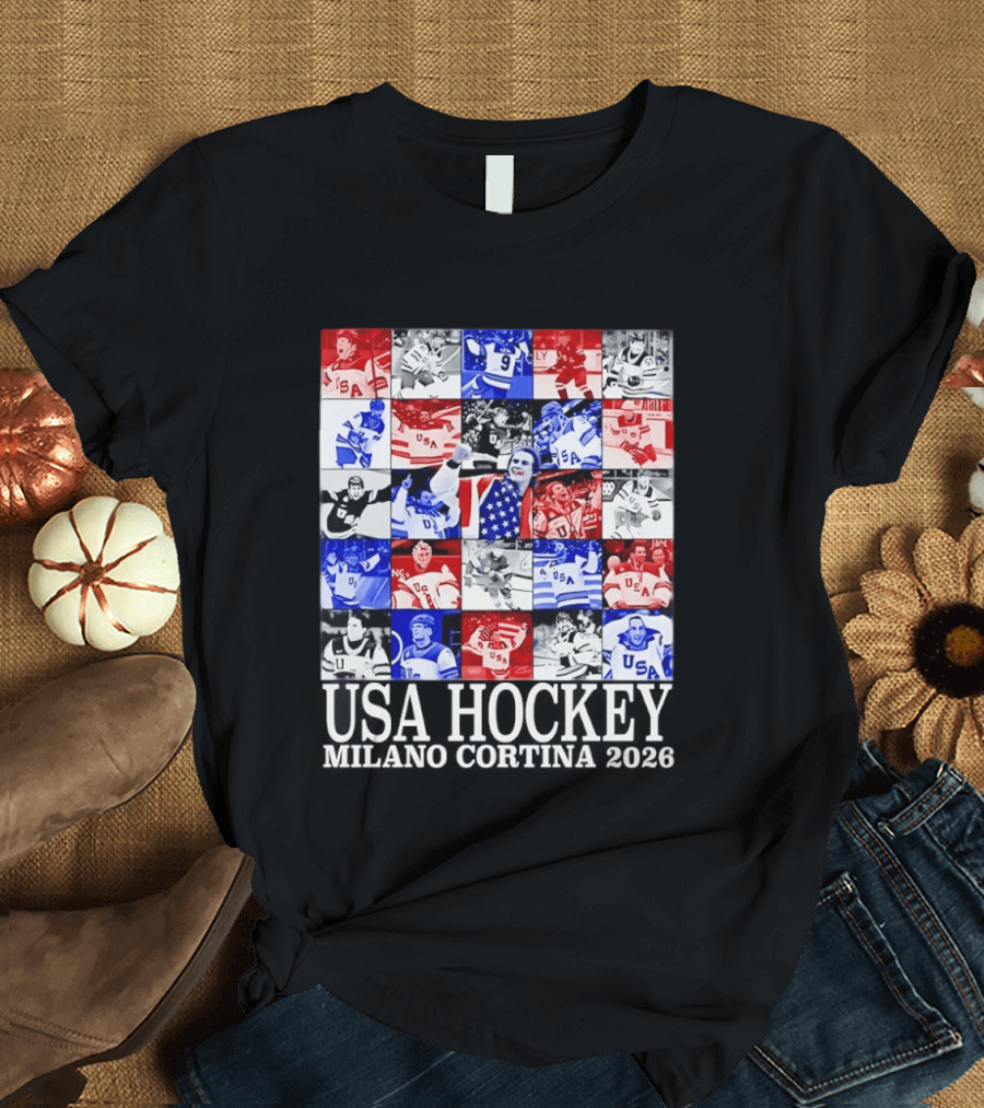 USA Hockey Team Collage Milano Cortina 2026 T-Shirt