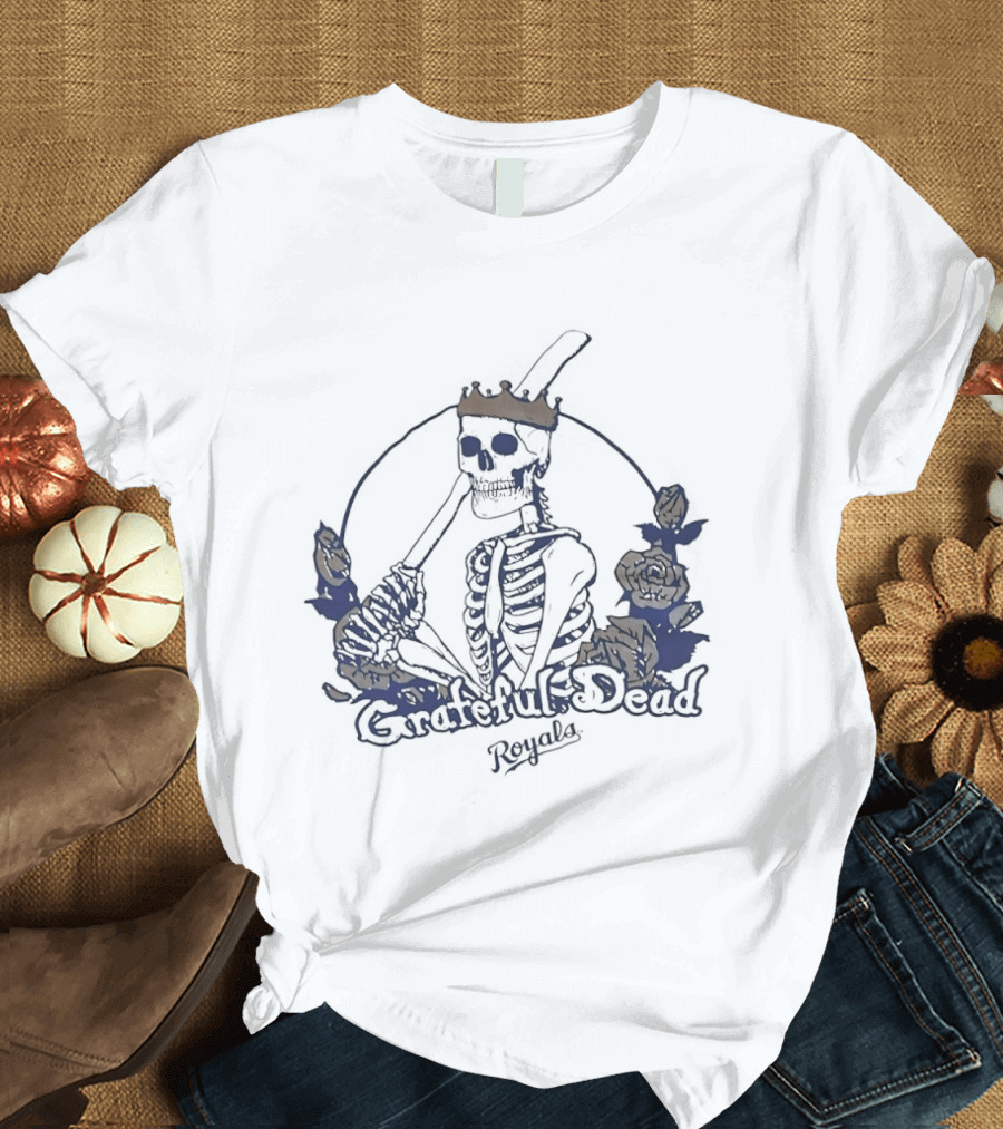 Grateful Dead Skeleton Kansas City Royals Roses T-Shirt