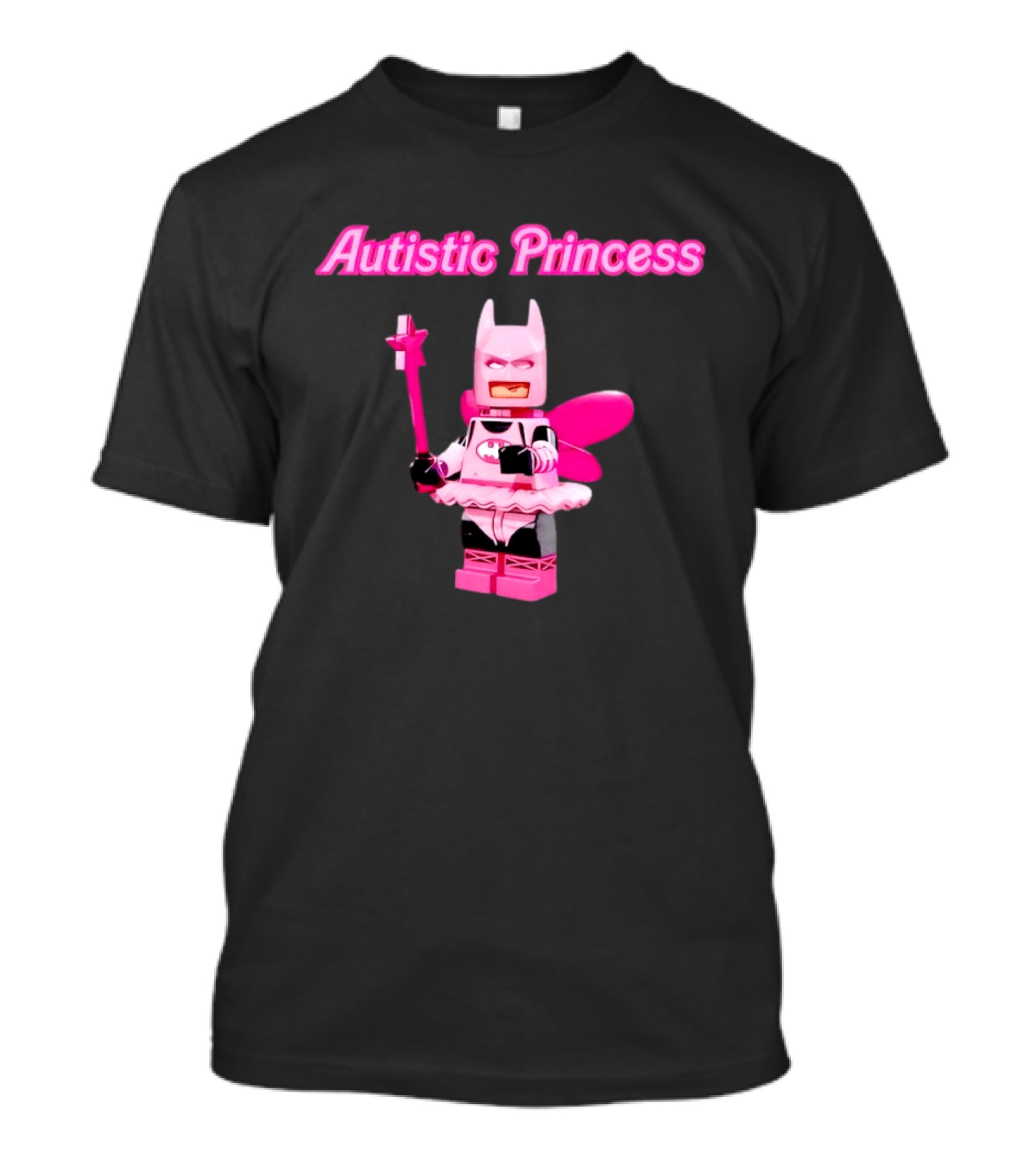 Autistic Princess Pink Batman Figurine With Fairy Wings And Wand T-Shirt
