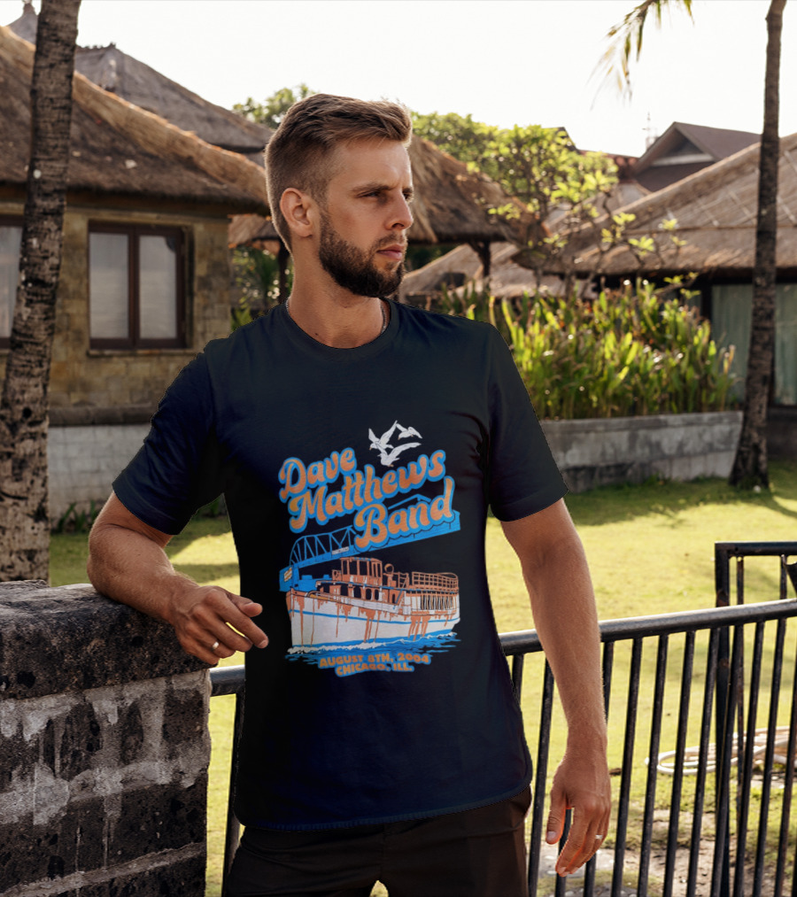 Dave Matthews Band August 8th 2004 Chicago Ill Blue Orange Boat Concert T-Shirt