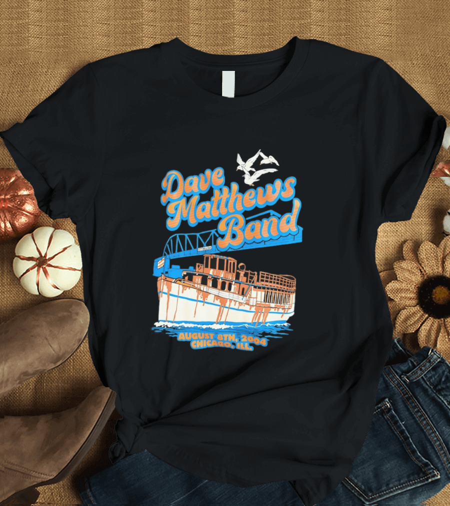 Dave Matthews Band August 8th 2004 Chicago Ill Blue Orange Boat Concert T-Shirt