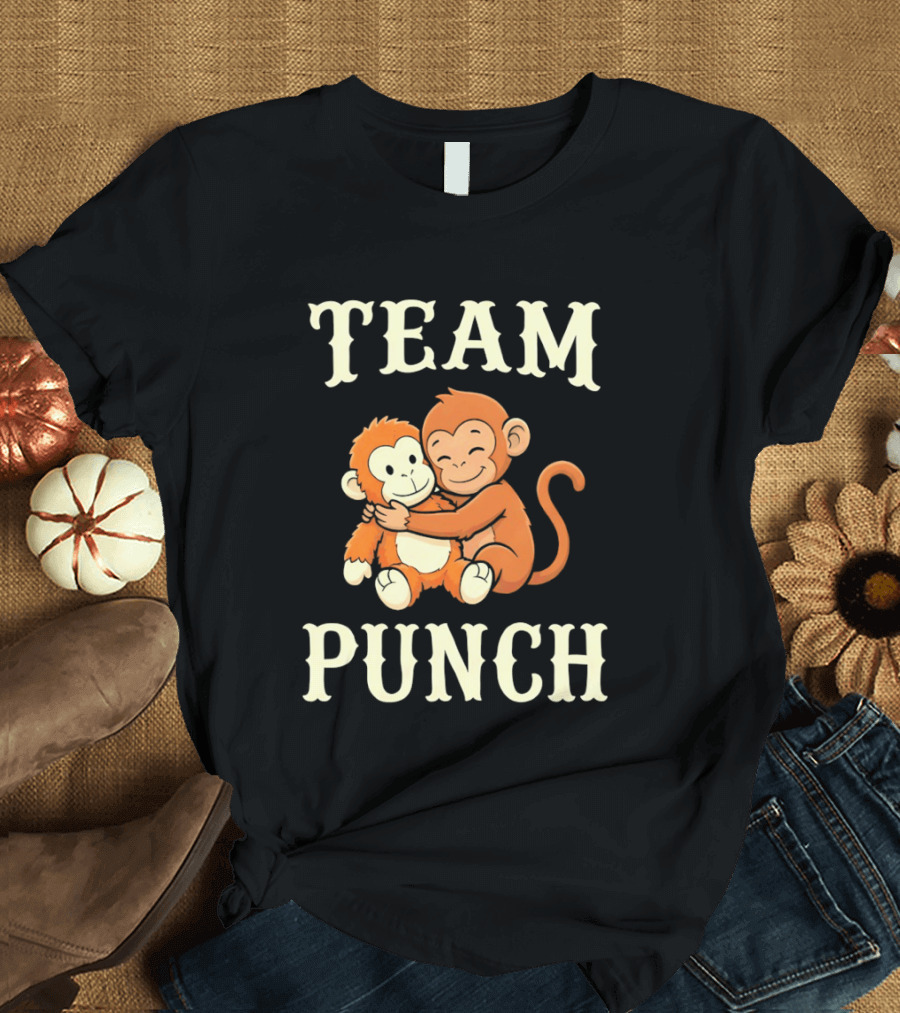 Team Punch Monkey Hugging Companions T-Shirt