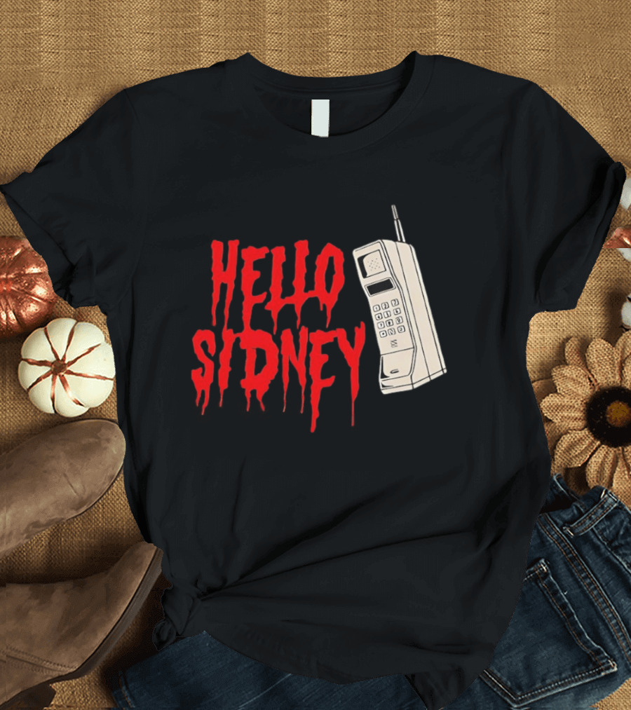 Hello Sidney Scream Movie Vintage Phone Dripping Blood T-Shirt