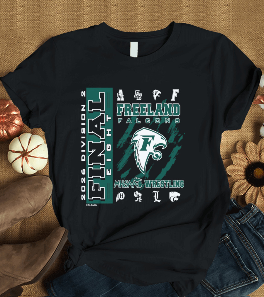 2026 Division 2 Final Eight Freeland Falcons MHSAA Wrestling T-Shirt