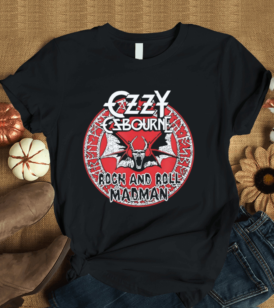 Ozzy Osbourne Rock And Roll Madman Horror Bat T-Shirt
