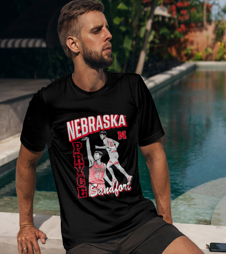 Pryce Sandfort 21 Nebraska Cornhuskers Basketball Team Iconic Red Jersey T-Shirt