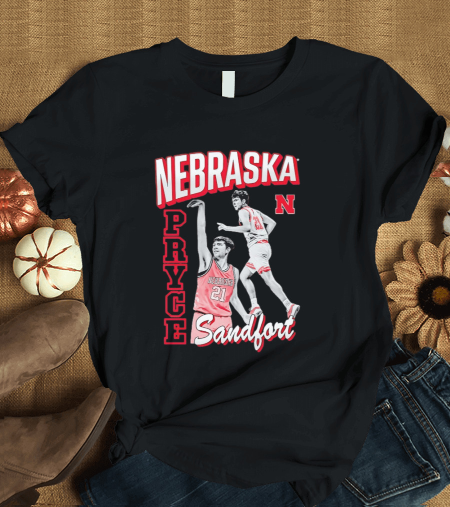 Pryce Sandfort 21 Nebraska Cornhuskers Basketball Team Iconic Red Jersey T-Shirt