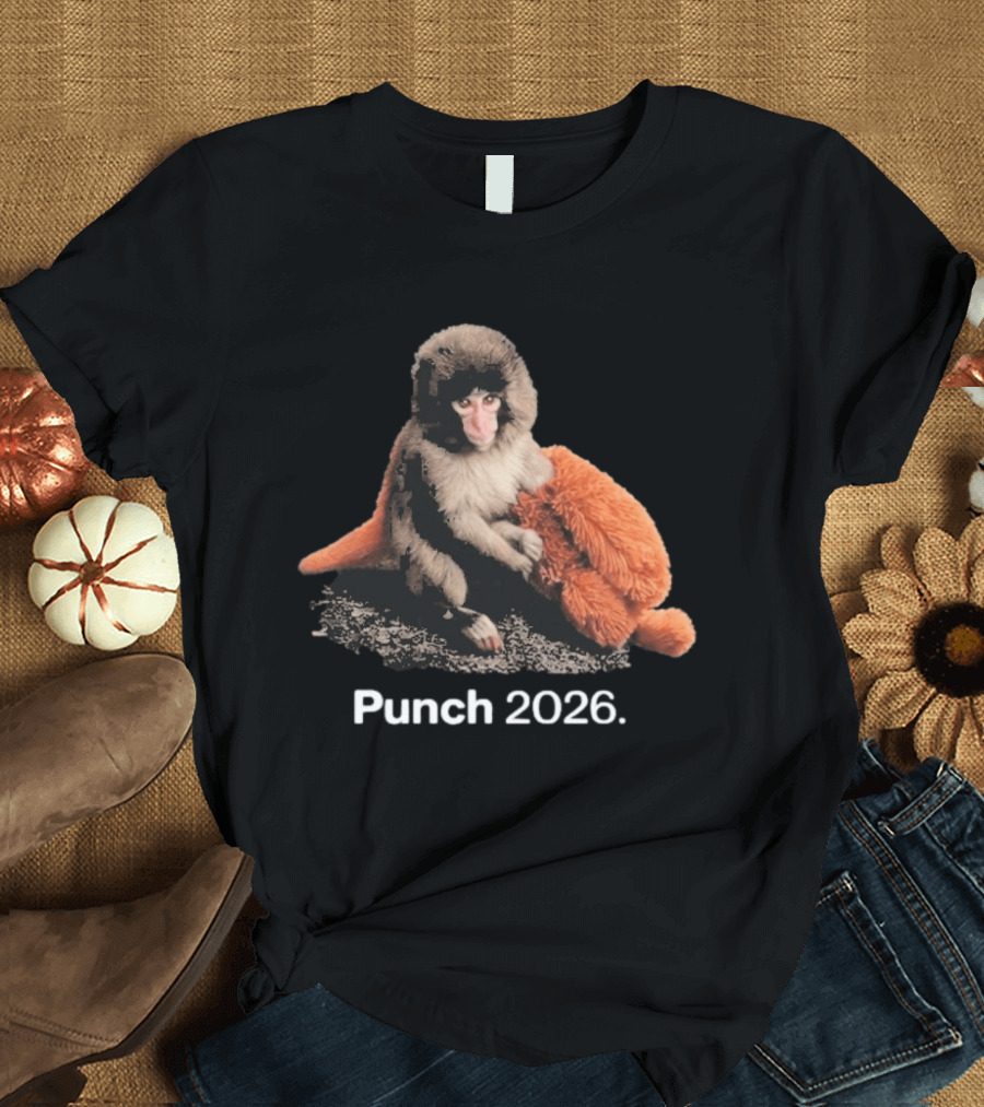 Punch Monkey 2026 Hugging Plush Toy T-Shirt