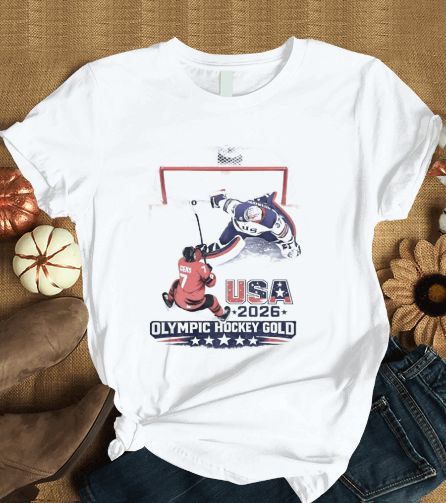 USA 2026 Olympic Hockey Gold Jack Hughes T-Shirt