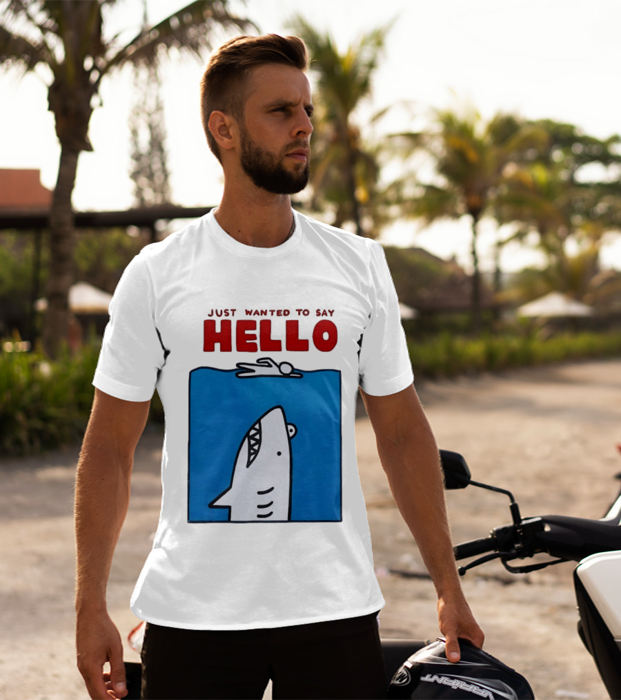 Just Wanted To Say Hello Jaws Shark Comic T-Shirt