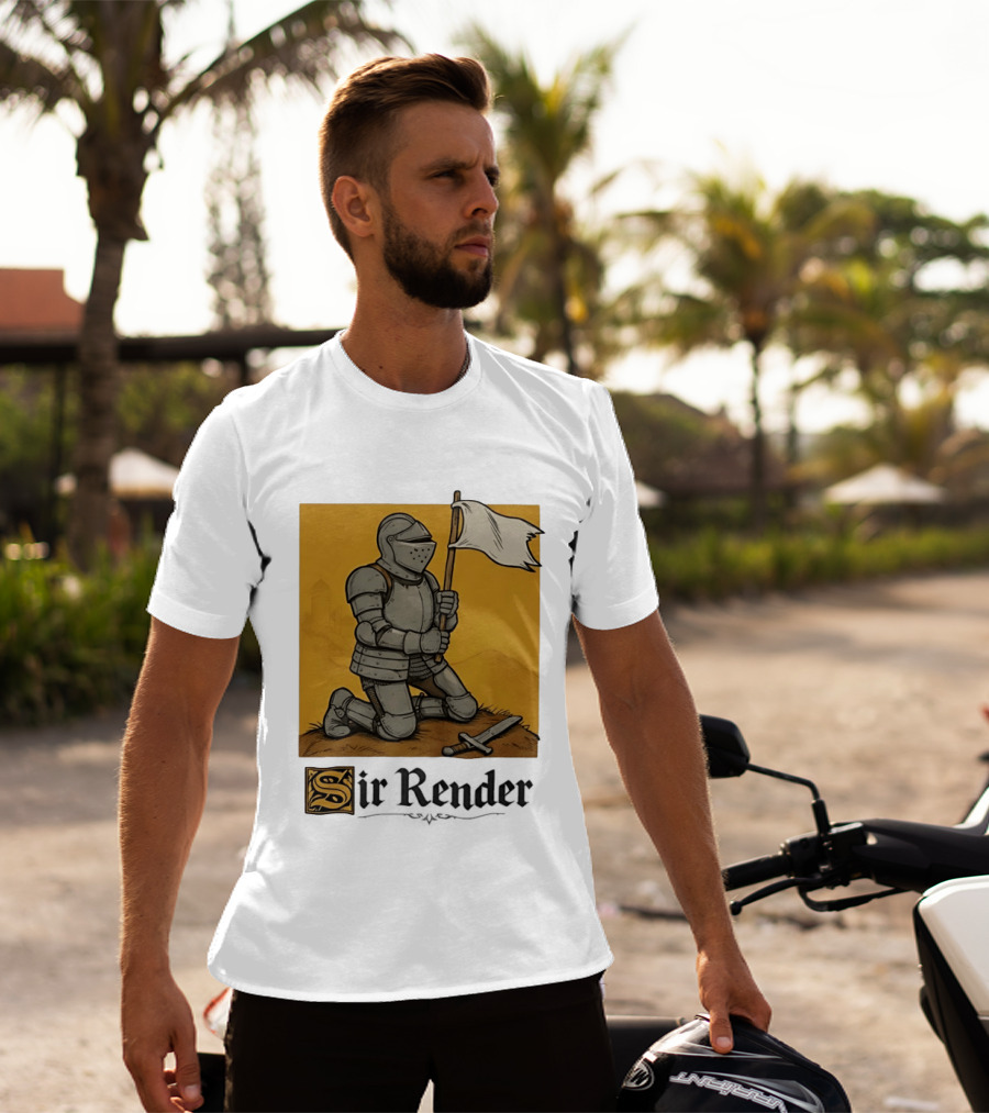 Sir Render Medieval Soldier Holding White Flag Knight Surrender T-Shirt