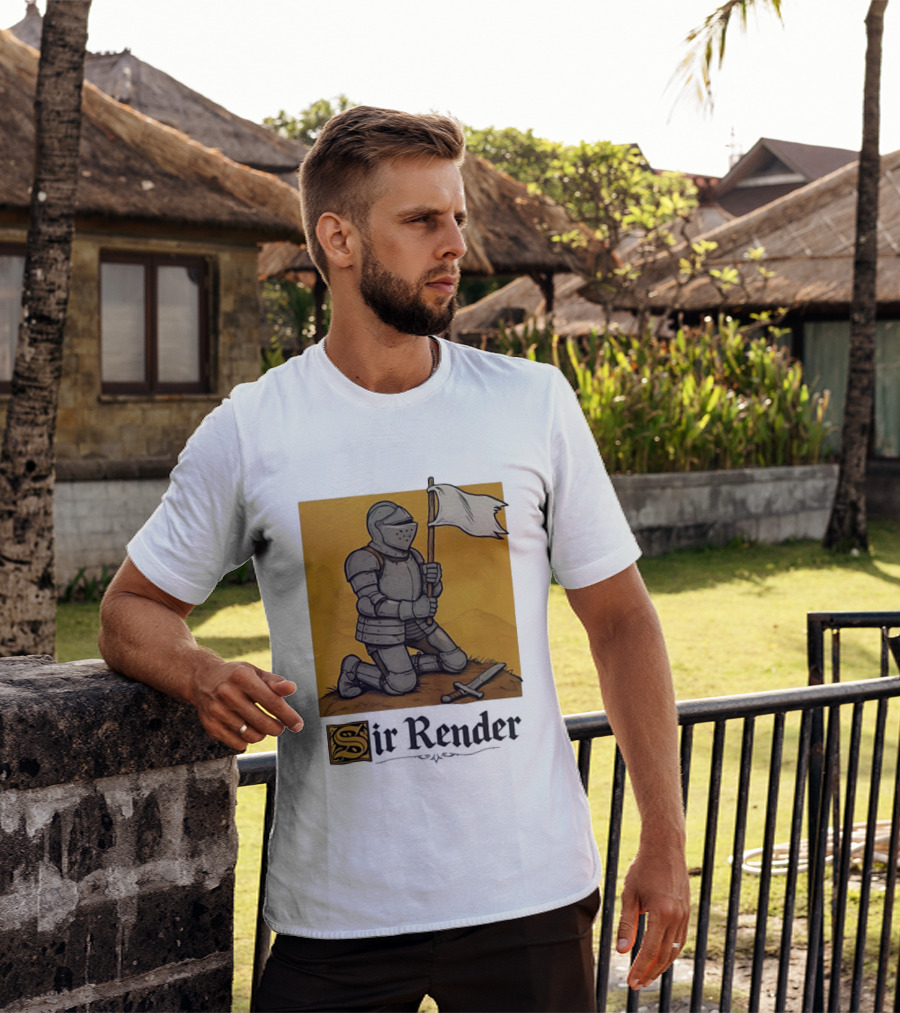 Sir Render Medieval Soldier Holding White Flag Knight Surrender T-Shirt