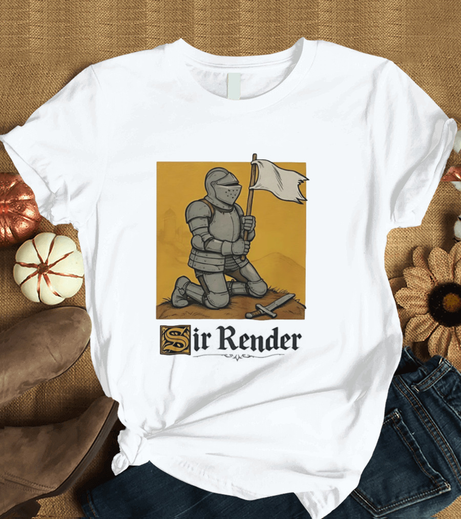 Sir Render Medieval Soldier Holding White Flag Knight Surrender T-Shirt
