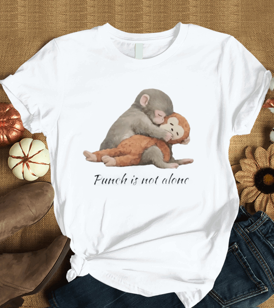 Punch Is Not Alone Hugging Monkeys Cuddle T-Shirt
