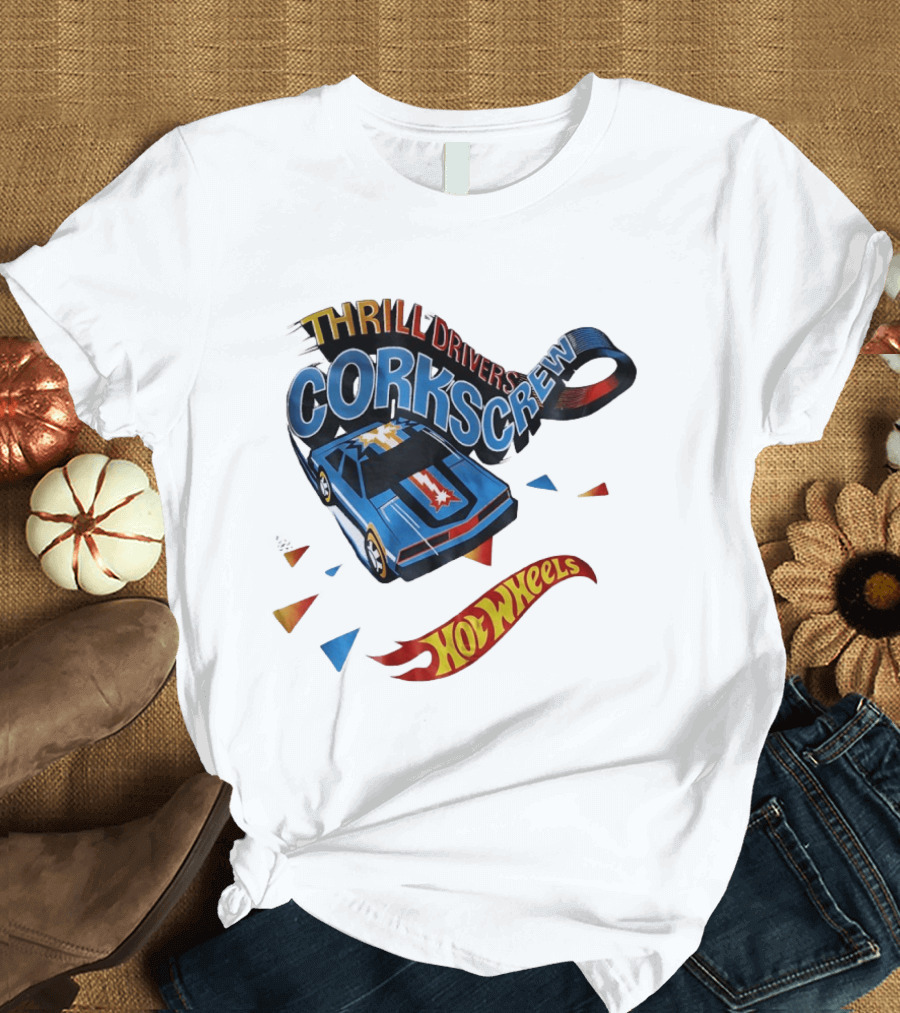 Thrill Drivers Corkscrew Hot Wheels Blue Car Iconic Racing Loop T-Shirt